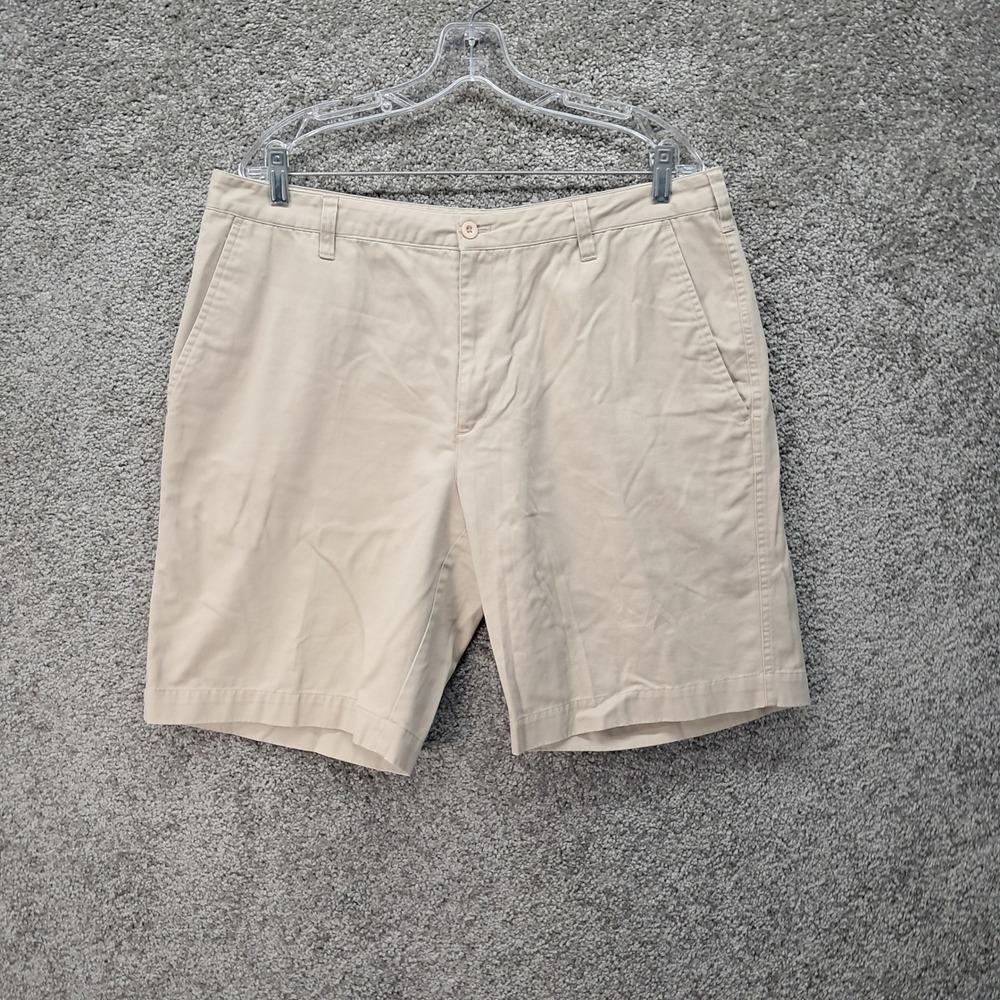Wedge Mens Chino Shorts 36 Khaki Tan Cotton Flat Front Casual Summer 7850